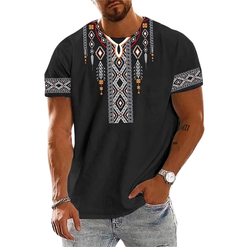 T-shirt Africain Manche Courte Noir AfroShopParis