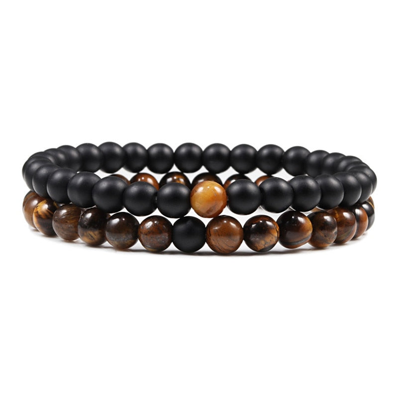 Bracelet Perles Pierre Naturelle Noire - Gommage Porte-bonheur - Unisexe