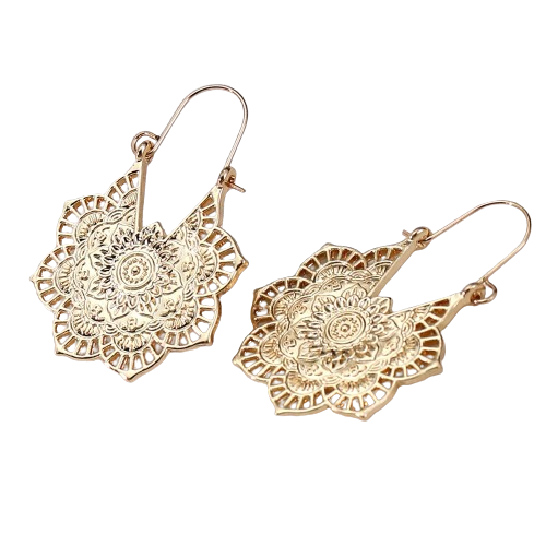 Boucles D'oreilles Vintage Motif Grande Fleur Noire - Neuf Avec étiquettes - Style Forêt Noire