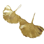 Boucles d'oreilles dorée feuille de Ginkgo