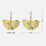 Boucles d'oreilles dorée feuille de Ginkgo